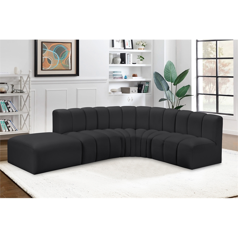 Meridian Furniture Arc Black Vegan Leather Modular Sectional