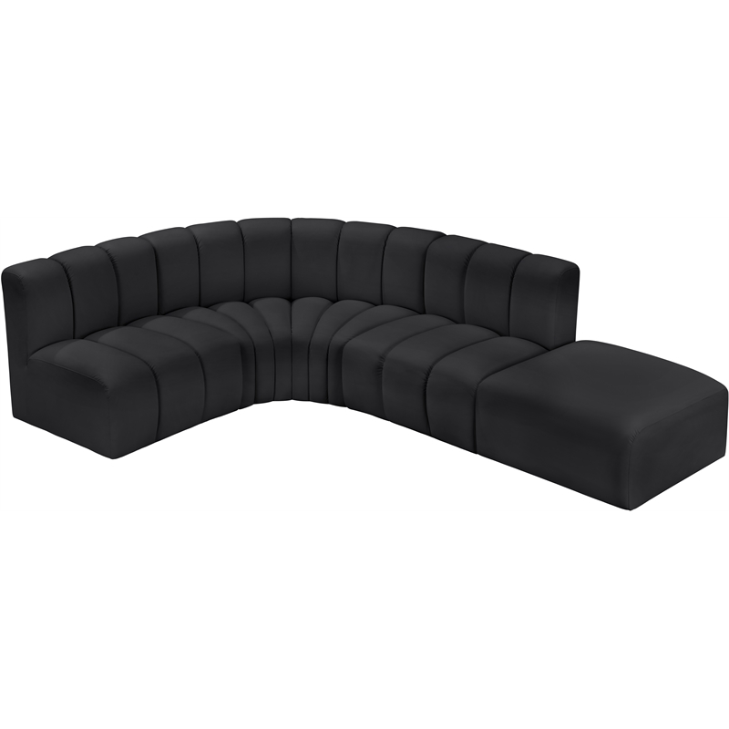 Meridian Furniture Arc Black Vegan Leather Modular Sectional