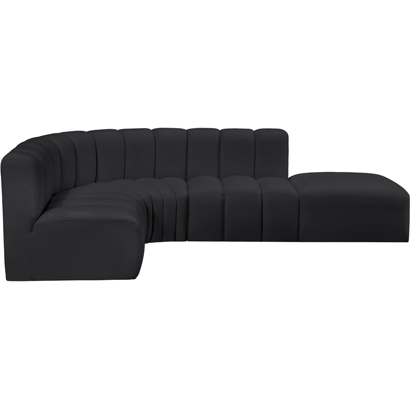 Meridian Furniture Arc Black Vegan Leather Modular Sectional