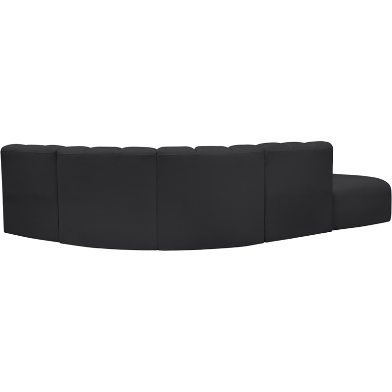 Meridian Furniture Arc Black Vegan Leather Modular Sectional