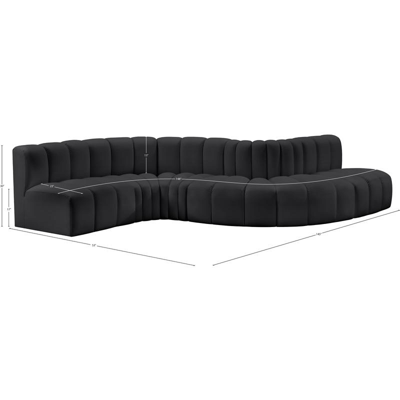 Meridian Furniture Arc Black Vegan Leather Modular Sectional