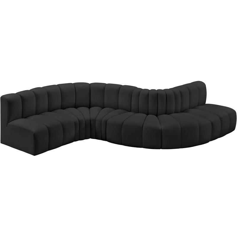 Meridian Furniture Arc Black Vegan Leather Modular Sectional