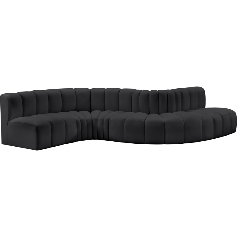 Meridian Furniture Arc Black Vegan Leather Modular Sectional