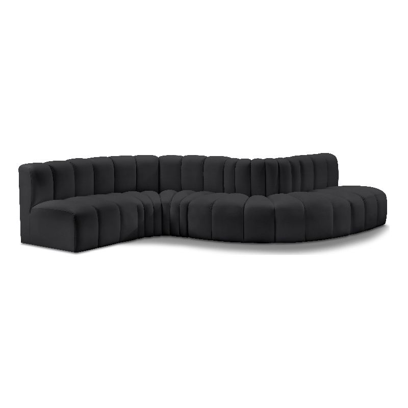 Meridian Furniture Arc Black Vegan Leather Modular Sectional