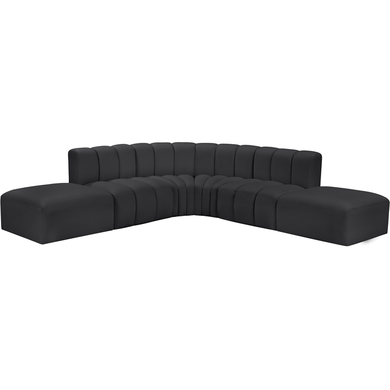 Meridian Furniture Arc Black Vegan Leather Modular Sectional