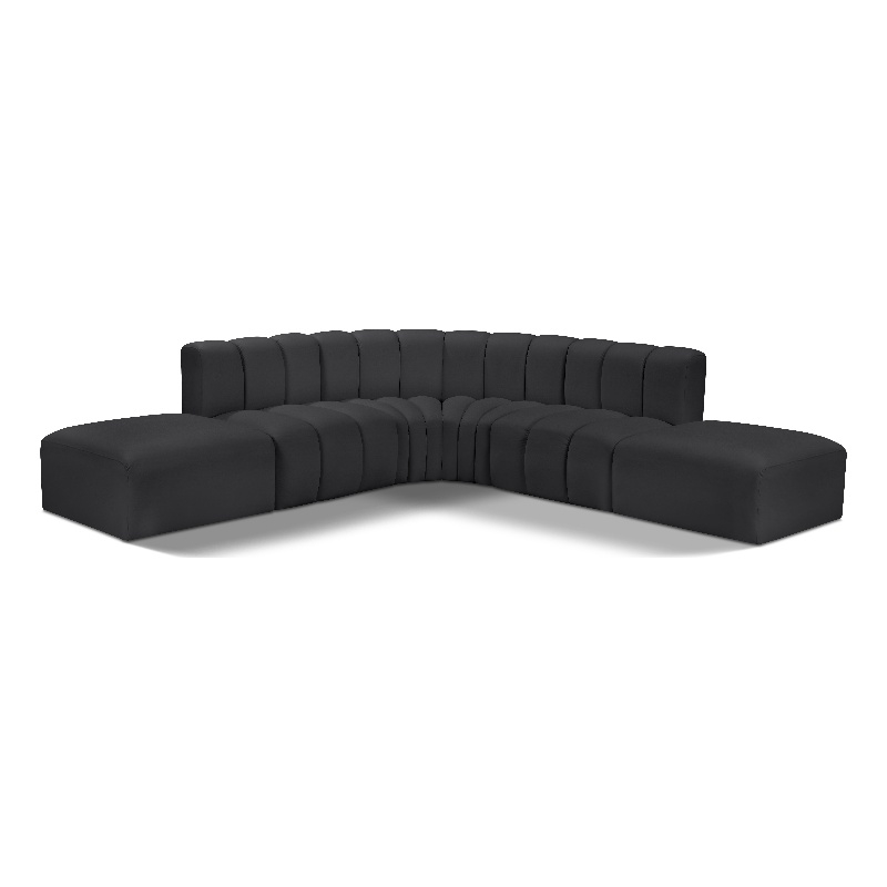 Meridian Furniture Arc Black Vegan Leather Modular Sectional