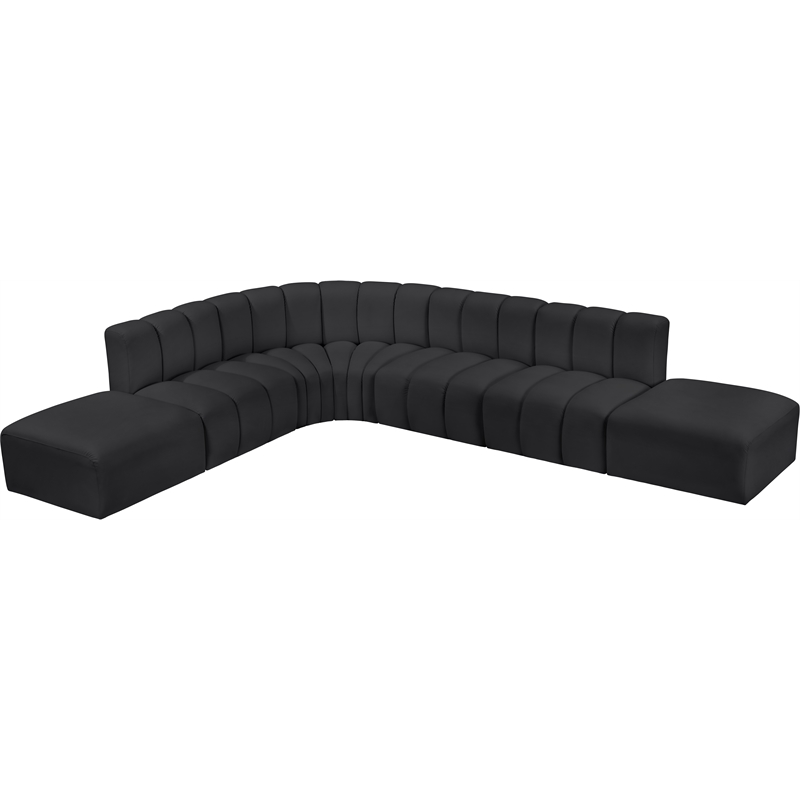 Meridian Furniture Arc Black Vegan Leather Modular Sectional
