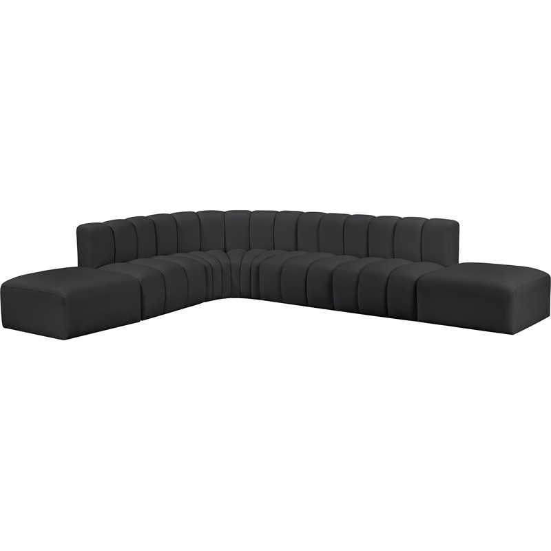 Meridian Furniture Arc Black Vegan Leather Modular Sectional