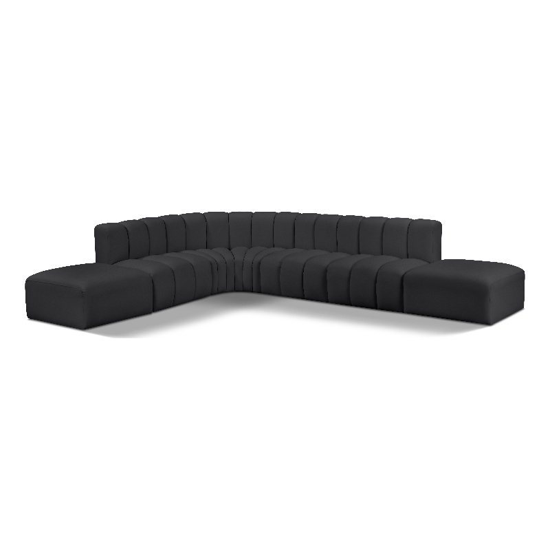 Meridian Furniture Arc Black Vegan Leather Modular Sectional