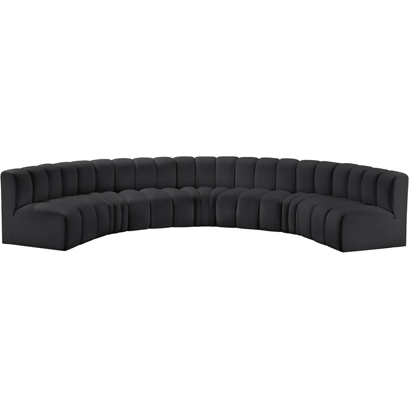 Meridian Furniture Arc Black Vegan Leather Modular Sectional