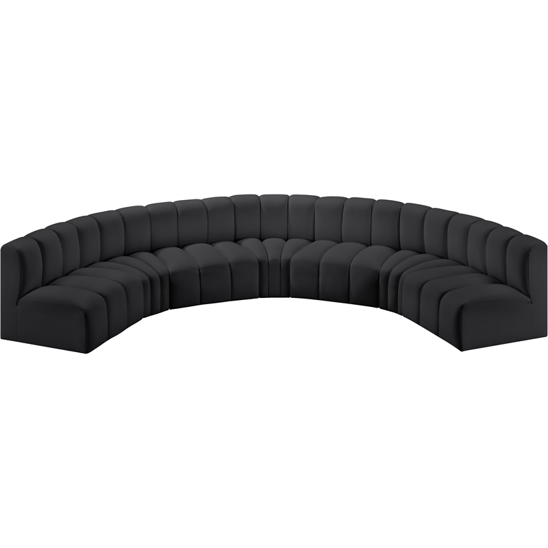 Meridian Furniture Arc Black Vegan Leather Modular Sectional