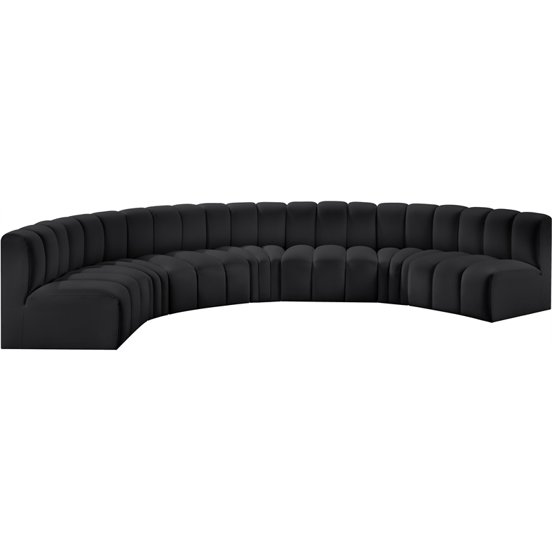 Meridian Furniture Arc Black Vegan Leather Modular Sectional