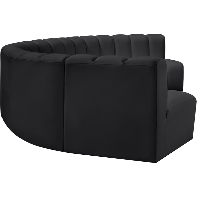 Meridian Furniture Arc Black Vegan Leather Modular Sectional
