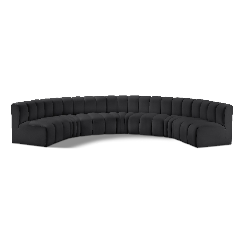 Meridian Furniture Arc Black Vegan Leather Modular Sectional