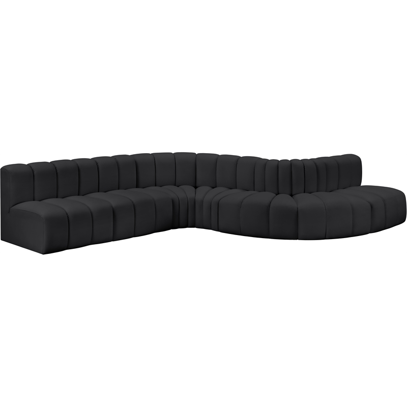 Meridian Furniture Arc Black Vegan Leather Modular Sectional
