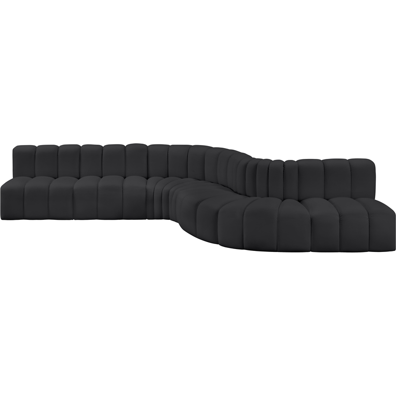 Meridian Furniture Arc Black Vegan Leather Modular Sectional
