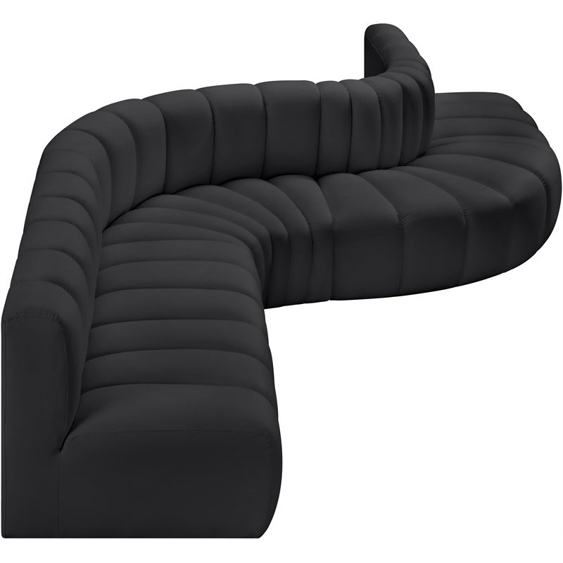 Meridian Furniture Arc Black Vegan Leather Modular Sectional