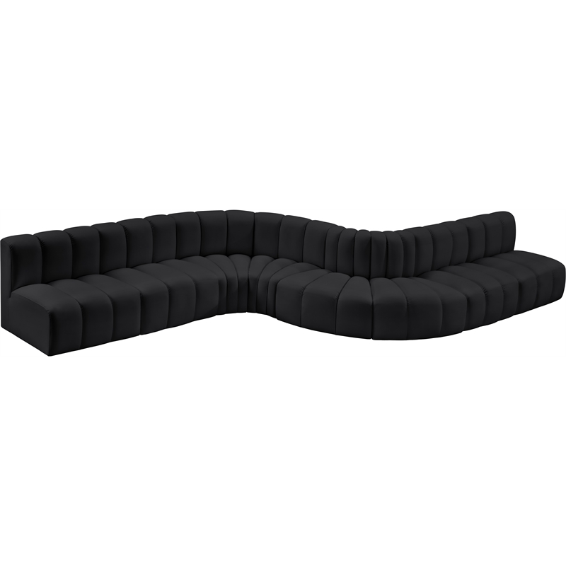 Meridian Furniture Arc Black Vegan Leather Modular Sectional