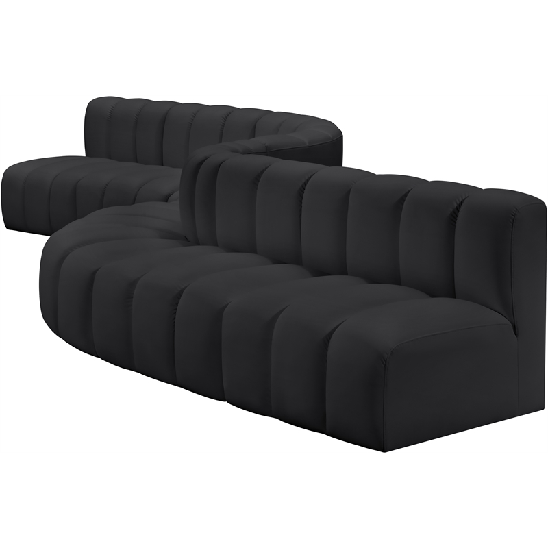 Meridian Furniture Arc Black Vegan Leather Modular Sectional