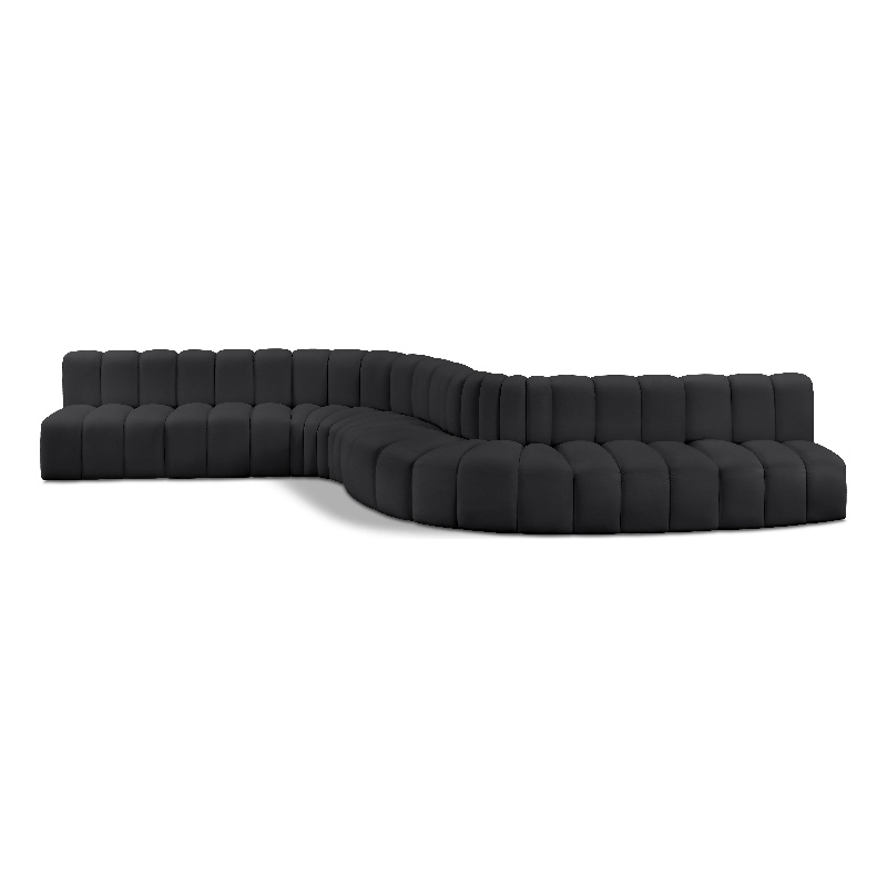 Meridian Furniture Arc Black Vegan Leather Modular Sectional