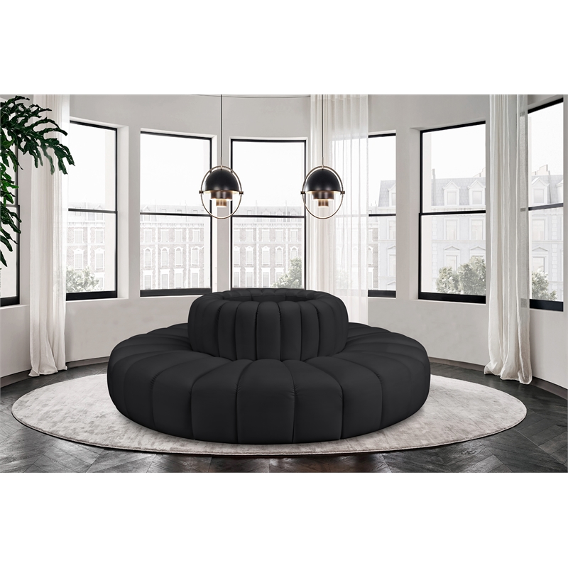 Meridian Furniture Arc Black Vegan Leather Modular Sectional