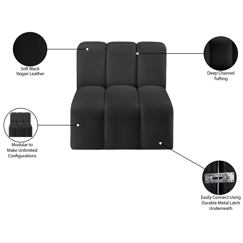 Meridian Furniture Arc Black Vegan Leather Straight Chair