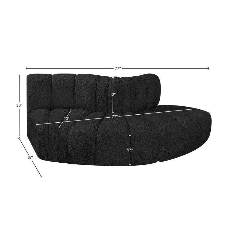Meridian Furniture Arc Black Boucle Fabric Modular Sectional