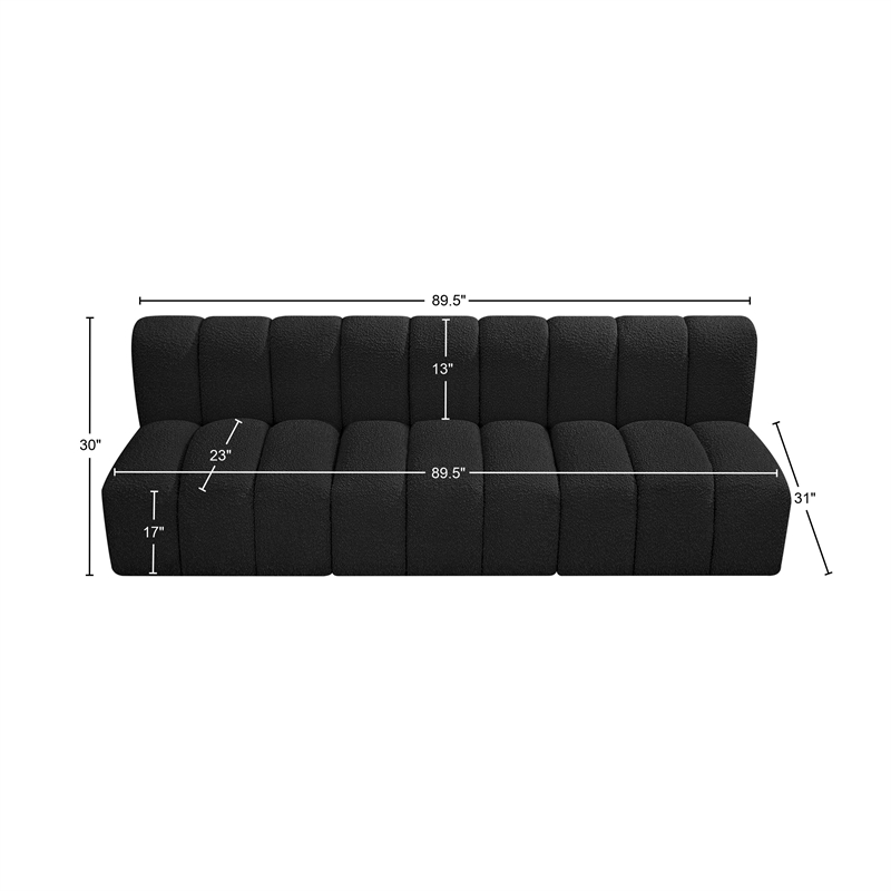 Meridian Furniture Arc Black Boucle Fabric Modular Sectional