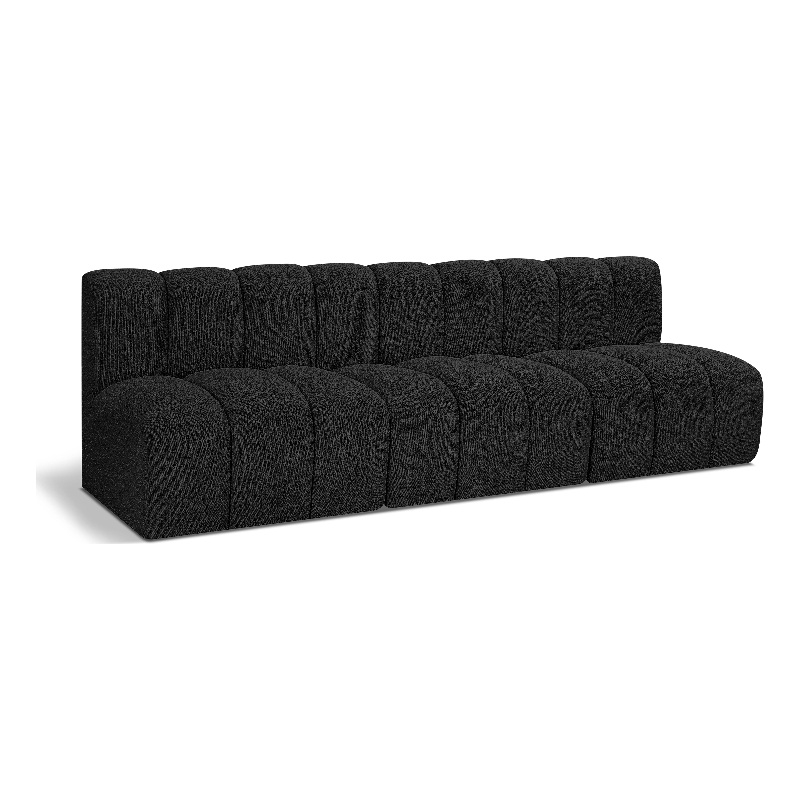 Meridian Furniture Arc Black Boucle Fabric Modular Sectional