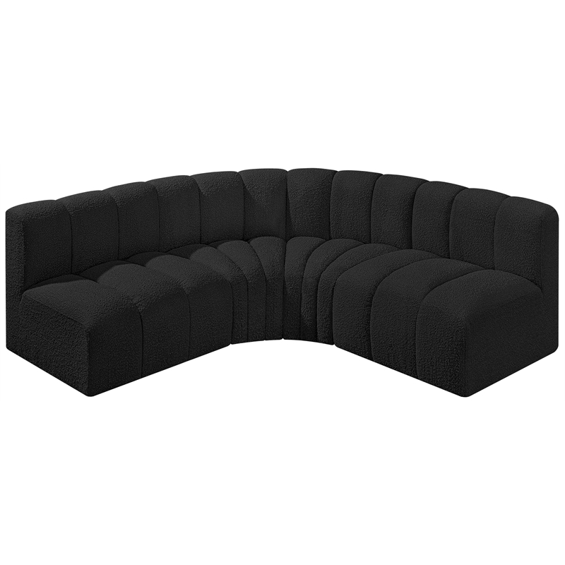 Meridian Furniture Arc Black Boucle Fabric Modular Sectional