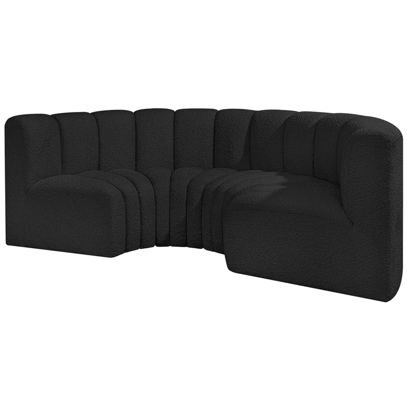 Meridian Furniture Arc Black Boucle Fabric Modular Sectional