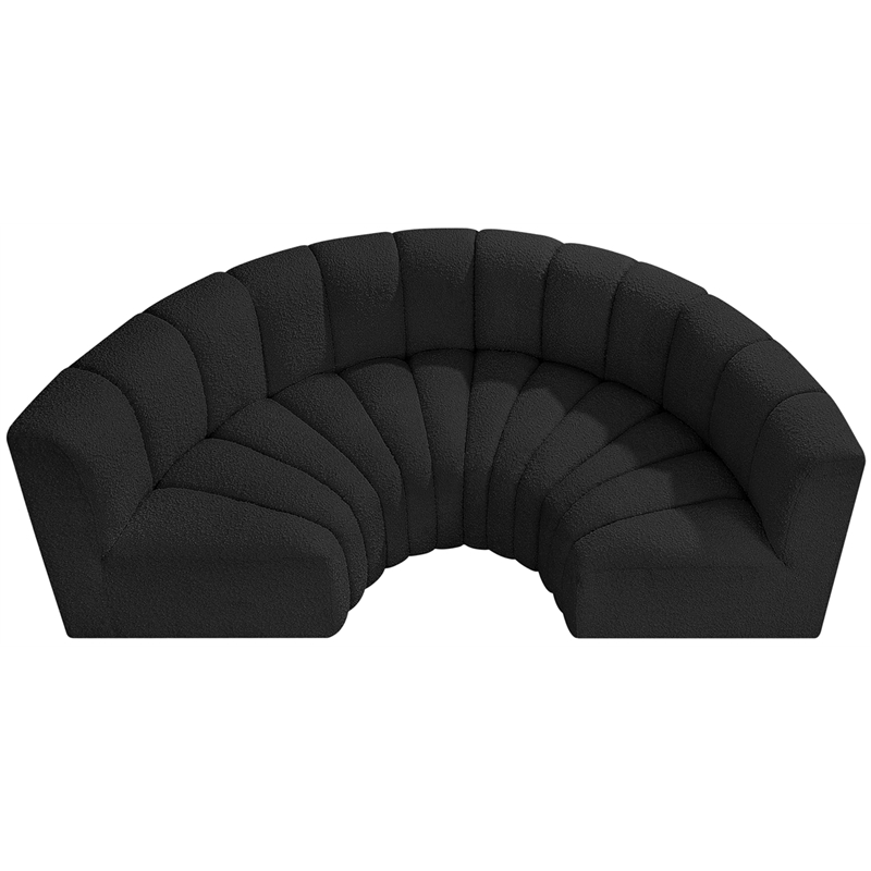 Meridian Furniture Arc Black Boucle Fabric Modular Sectional