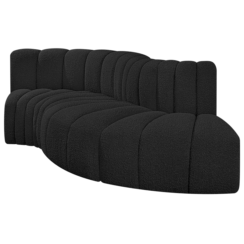 Meridian Furniture Arc Black Boucle Fabric Modular Sectional