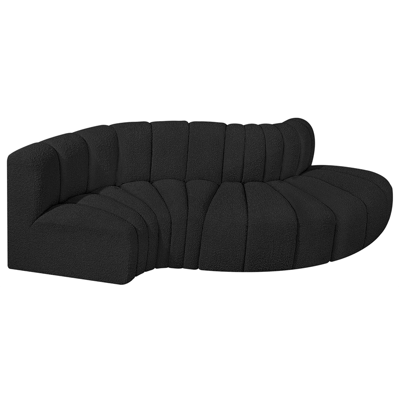 Meridian Furniture Arc Black Boucle Fabric Modular Sectional
