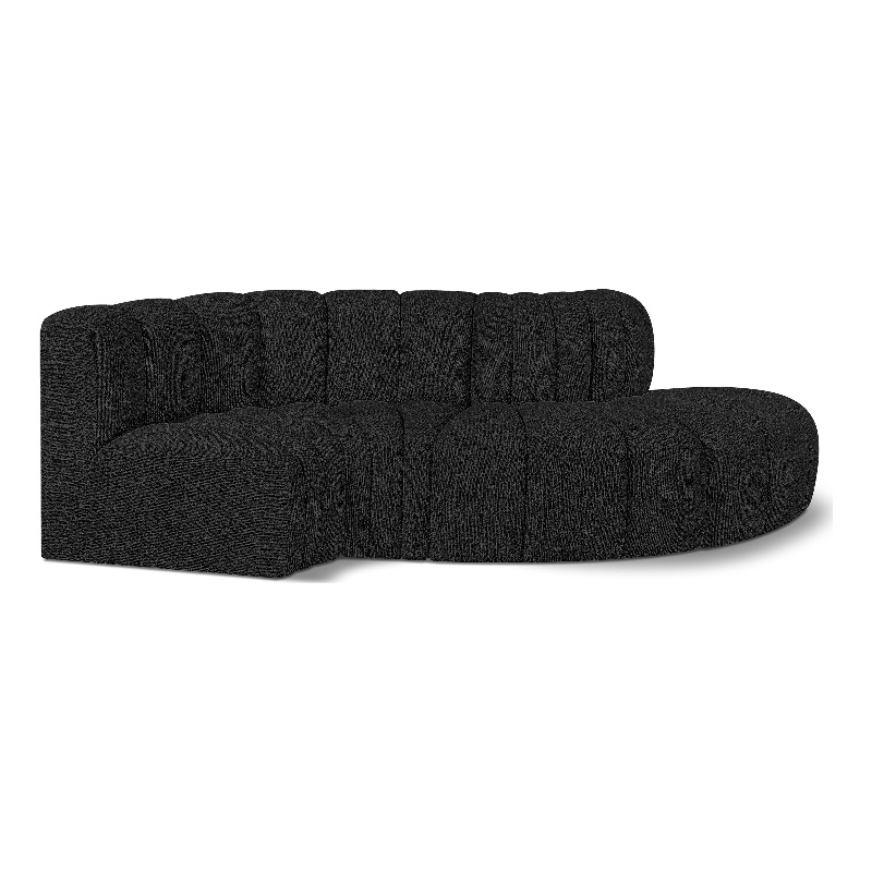 Meridian Furniture Arc Black Boucle Fabric Modular Sectional