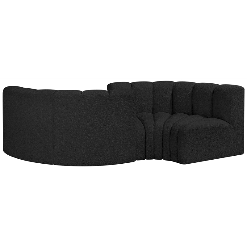 Meridian Furniture Arc Black Boucle Fabric Modular Sectional