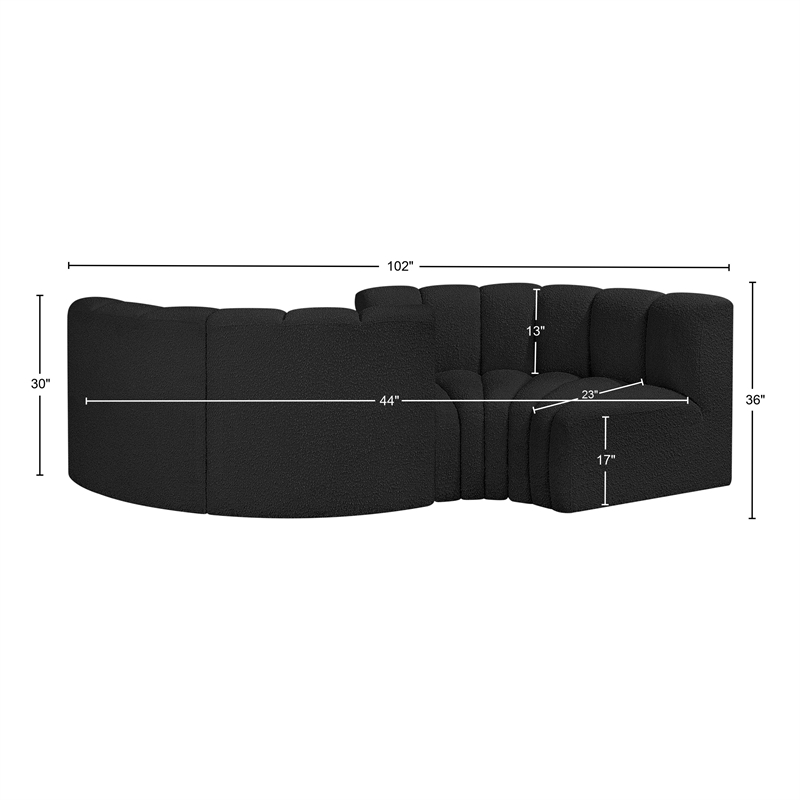 Meridian Furniture Arc Black Boucle Fabric Modular Sectional