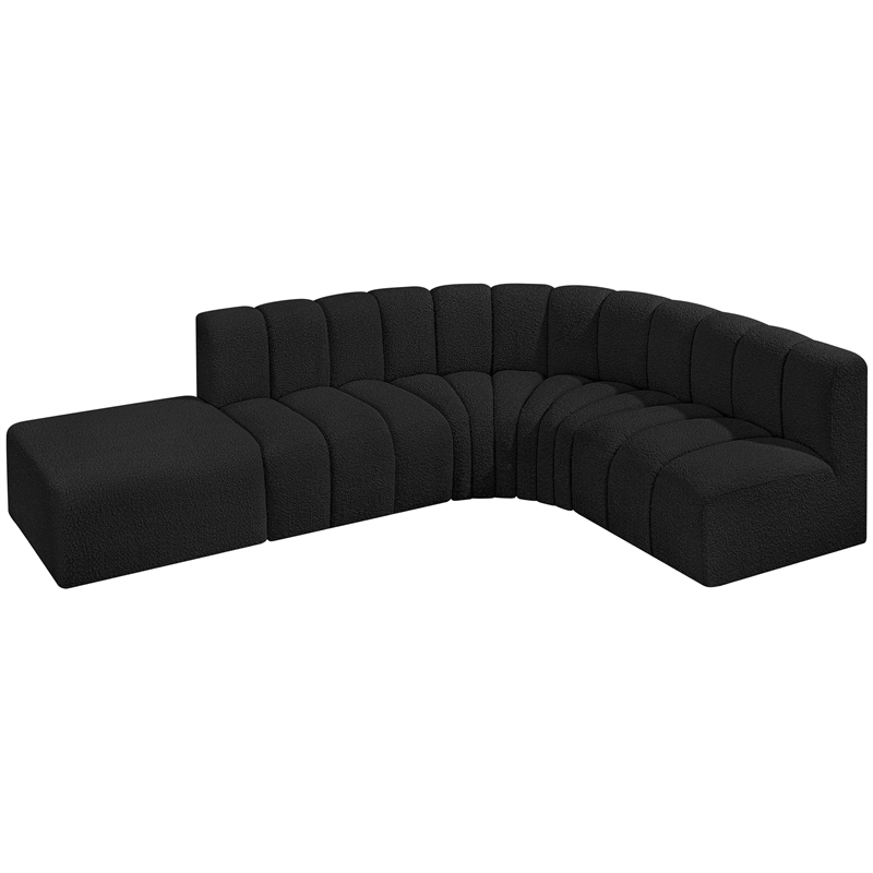 Meridian Furniture Arc Black Boucle Fabric Modular Sectional