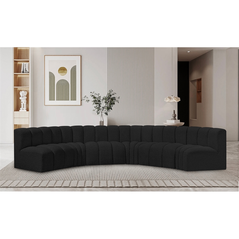 Meridian Furniture Arc Black Boucle Fabric Modular Sectional