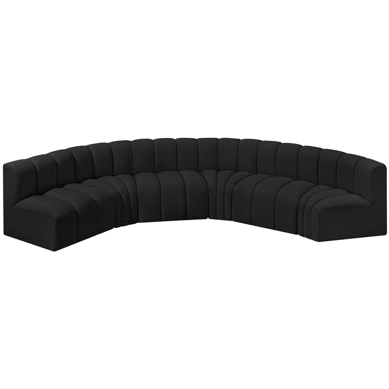 Meridian Furniture Arc Black Boucle Fabric Modular Sectional