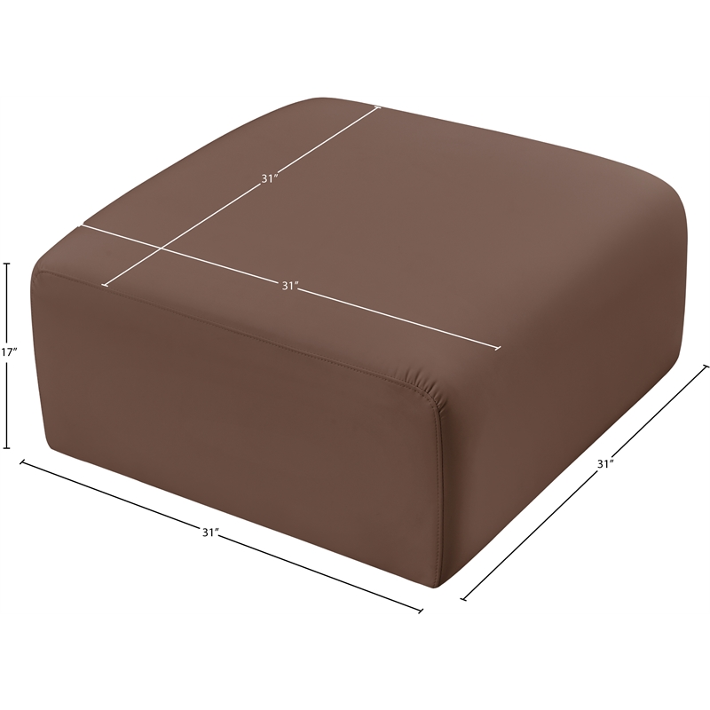 Meridian Furniture Arc Brown Vegan Leather Ottoman