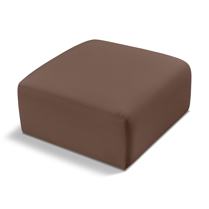 Meridian Furniture Arc Brown Vegan Leather Ottoman