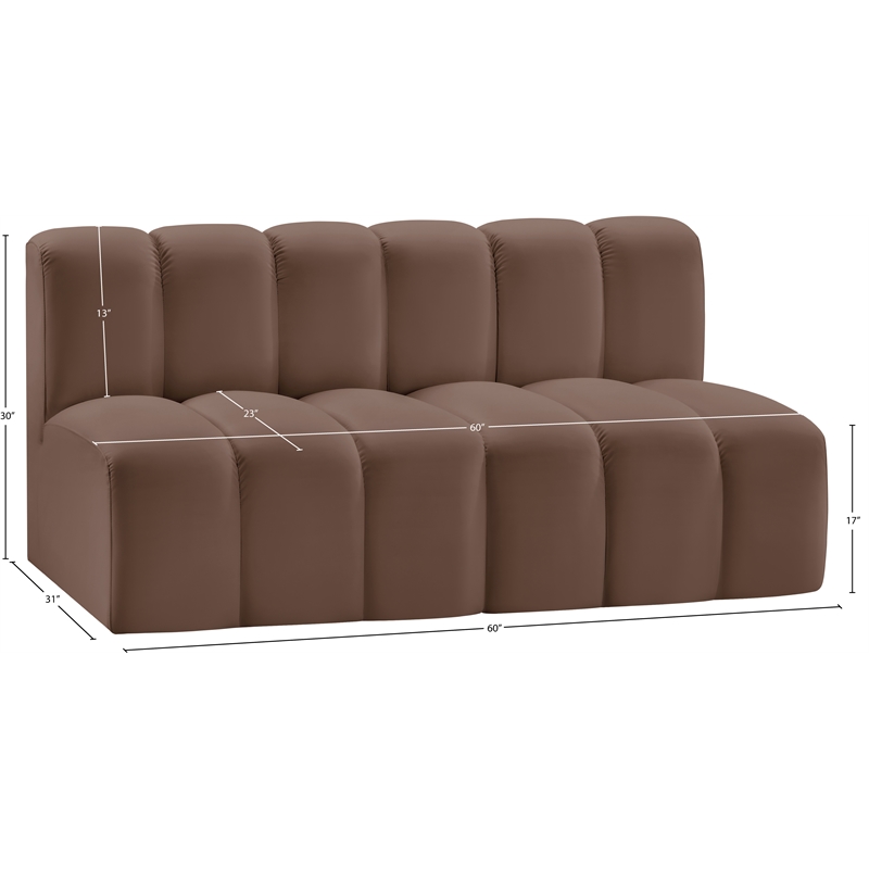 Meridian Furniture Arc Brown Vegan Leather Modular Sectional