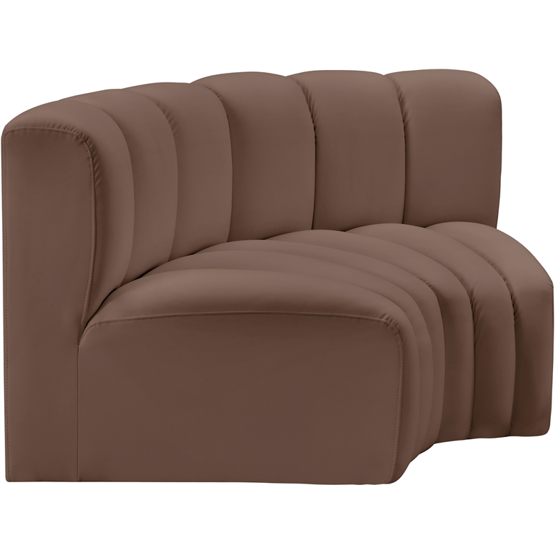 Meridian Furniture Arc Brown Vegan Leather Modular Sectional
