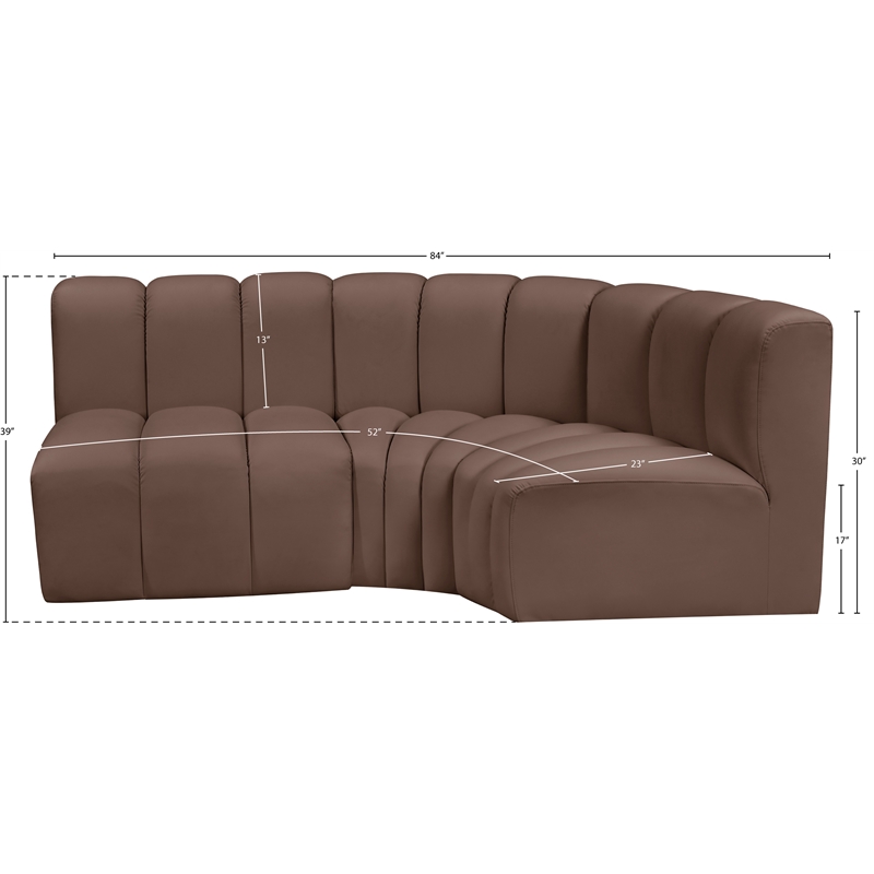 Meridian Furniture Arc Brown Vegan Leather Modular Sectional