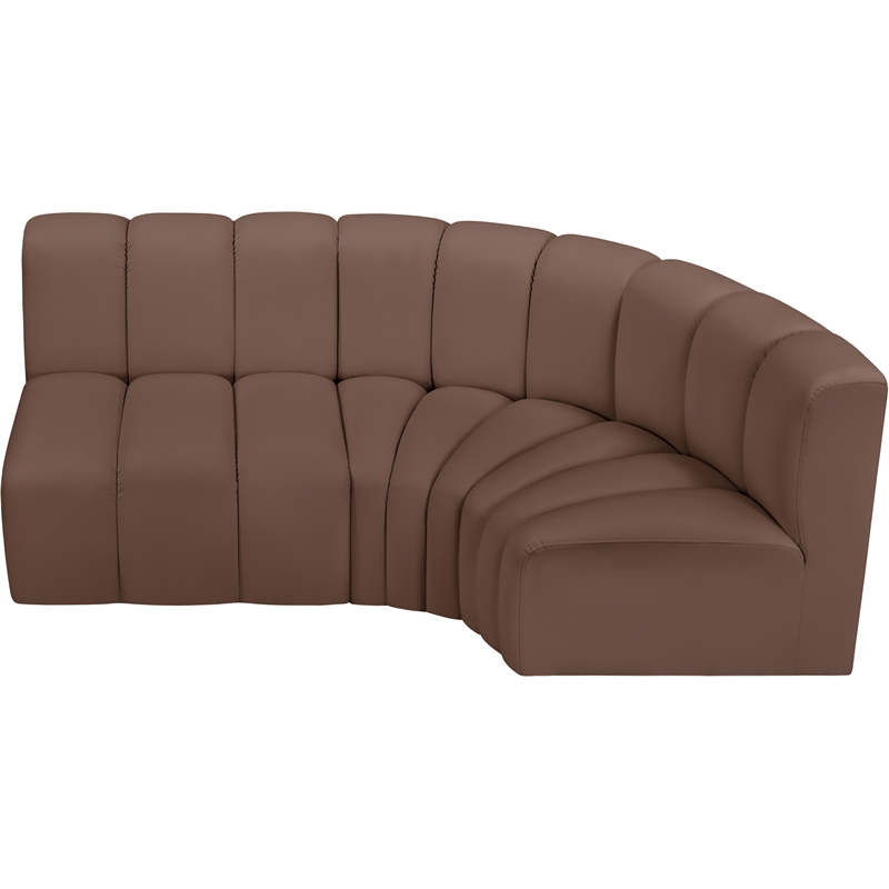 Meridian Furniture Arc Brown Vegan Leather Modular Sectional