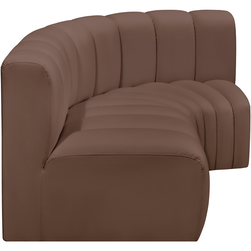 Meridian Furniture Arc Brown Vegan Leather Modular Sectional