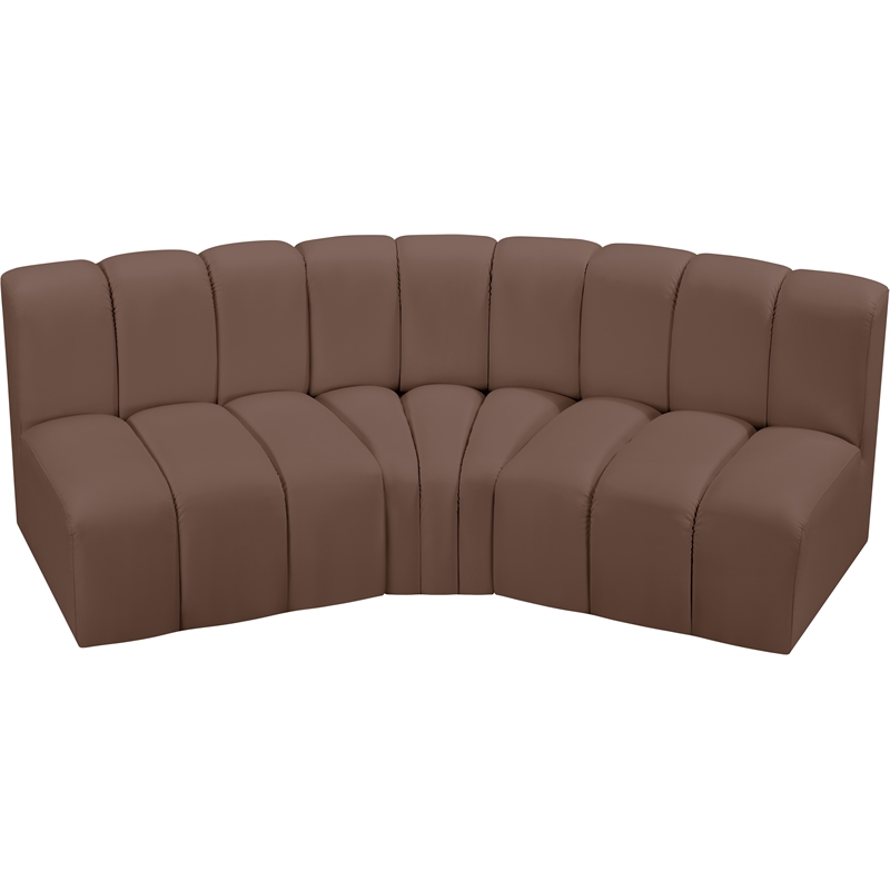 Meridian Furniture Arc Brown Vegan Leather Modular Sectional