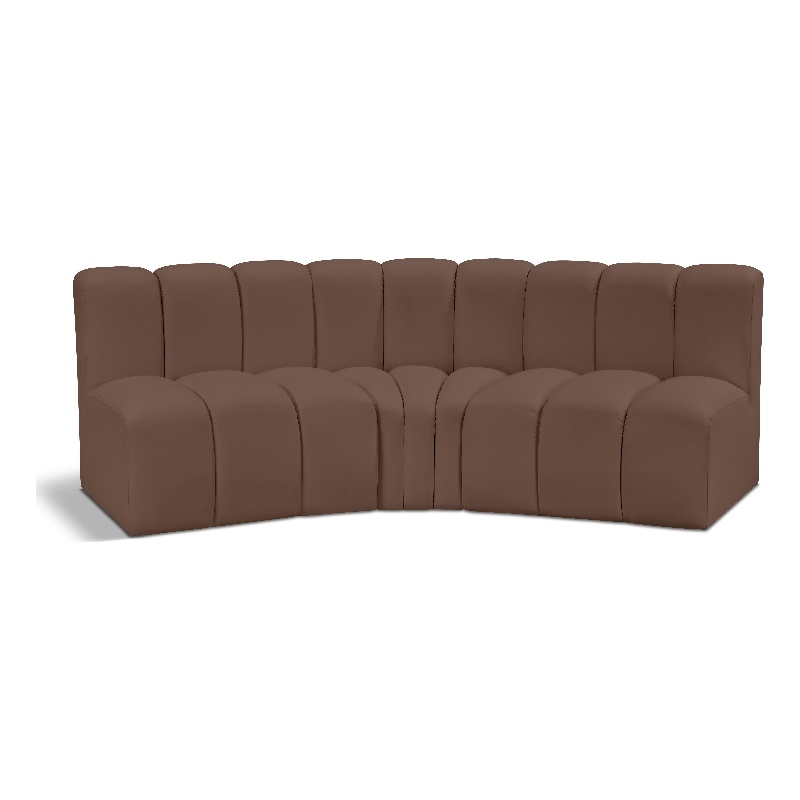 Meridian Furniture Arc Brown Vegan Leather Modular Sectional