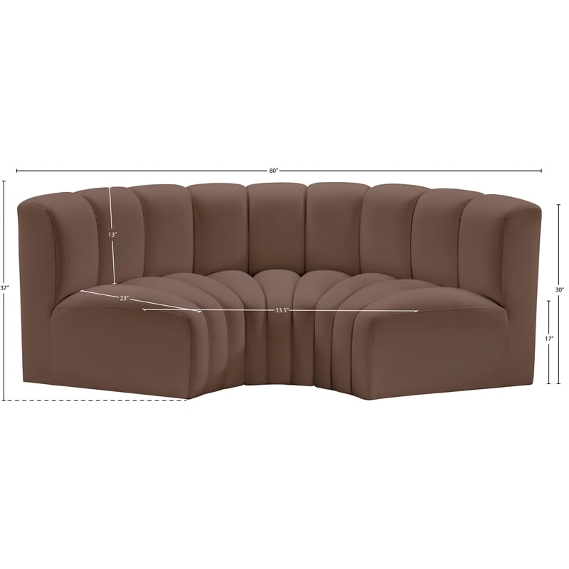 Meridian Furniture Arc Brown Vegan Leather Modular Sectional